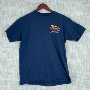 In-n-out Womens Size M shot sleeve navy blue shirt 2814
